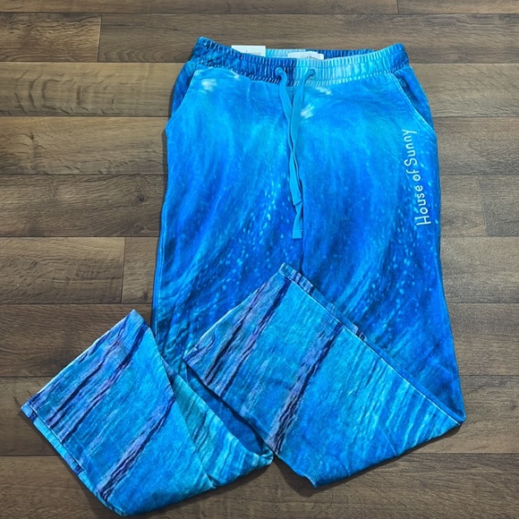 House of Sunny Pants - NWT Free People House Of Sunny Wave Towelling Pants Size 4 Beach Ocean Blue Soft